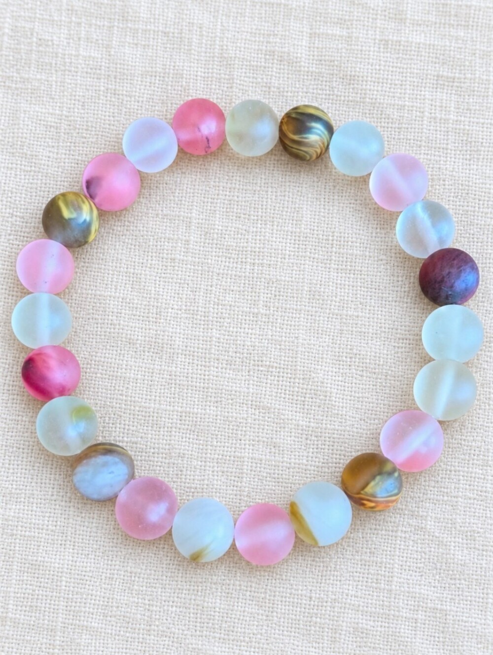 Cherry Quartz Beads Stretch Bracelet | Pink | Handmade